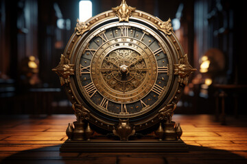 Astronomical clock, A quantum clock measuring time with incredible precision, highlighting the use of quantum technology in timekeeping - obrazy, fototapety, plakaty