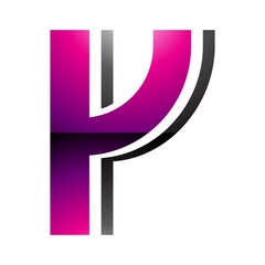 Magenta and Black Glossy Striped Shaped Letter Y Icon