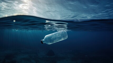  Plastic bottle, pollution that floats in the ocean. 