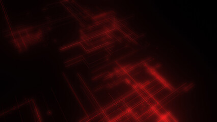 3D rendering of a digital neon mesh made of bright lines and dots