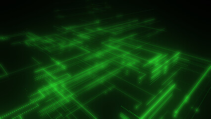 Fototapeta na wymiar 3D rendering of a digital neon mesh made of bright lines and dots