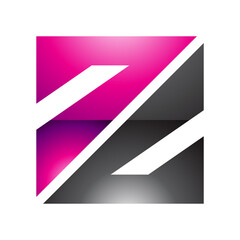 Magenta and Black Glossy Triangular Square Shaped Letter Z Icon