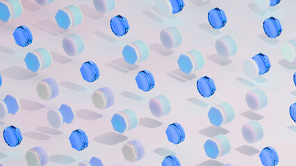 Abstract background with glass and metal geometric shapes 3D render