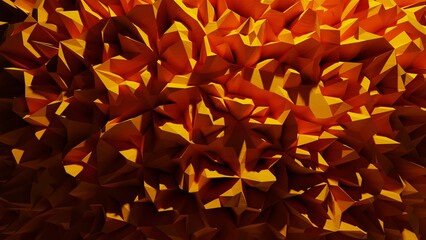 3d rendering of abstract geometric shapes in orange and yellow colors.

