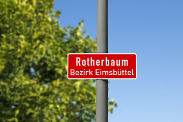 Ortschild, Rotherbaum Stadtteil im Bezirk Eimsbüttel der Freien und Hansestadt Hamburg