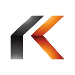 Orange and Black Glossy Folded Letter K Icon