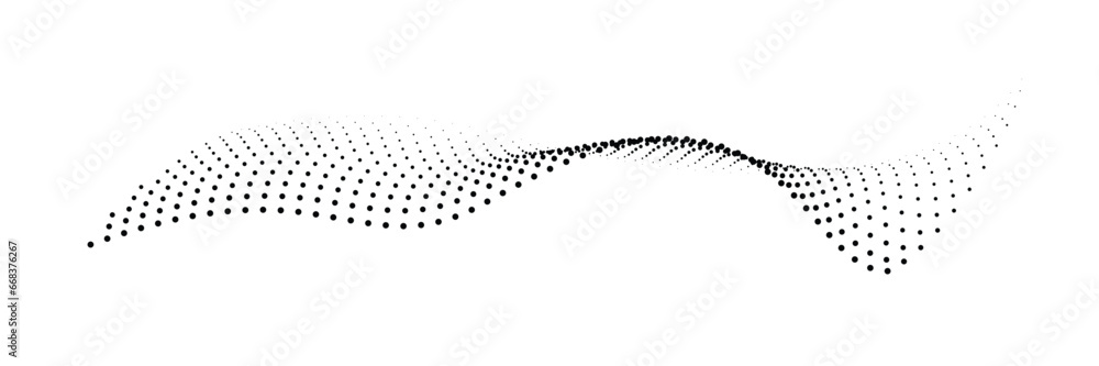 Poster technology abstract background. geometric dotted curve shapes.