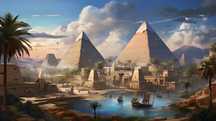 Majestic Pyramids Desert Scene