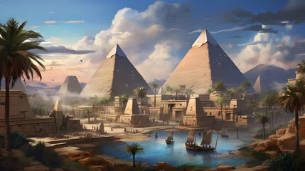 Foto op Canvas Majestic Pyramids Desert Scene © Ana