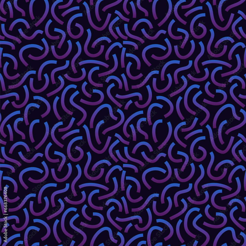 Poster purple and blue gradient curved lines isolated on white background. transparent bold squiggles.