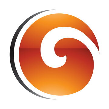 Orange and Black Glossy Whirl Shaped Letter O Icon