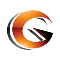 Orange and Black Round Layered Glossy Letter G Icon