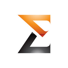 Orange and Black Sharp Glossy Elegant Letter E Icon