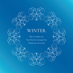 素材_フレーム_雪の結晶と光をモチーフにした冬の飾り枠。高級感のある囲みのデザイン
