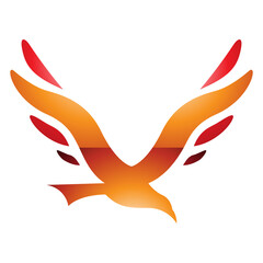 Orange and Red Glossy Bird Shaped Letter V Icon