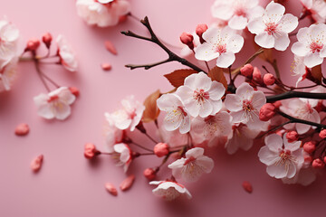 Cherry blossom festival greeting card or banner design with cherry blossom. AI generative
