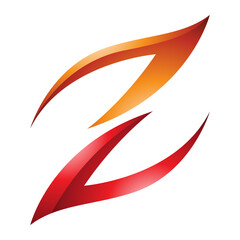 Orange and Red Glossy Fire Shaped Letter Z Icon