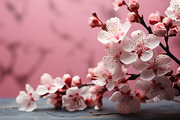 Cherry blossom festival greeting card or banner design with cherry blossom. AI generative