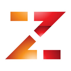Orange and Red Glossy Dotted Line Shaped Letter Z Icon