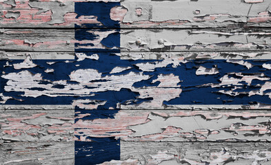 Flag of Finland painted on a wooden board