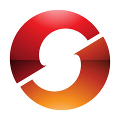 Orange and Red Glossy Letter O Icon with an S Shape in the Middle