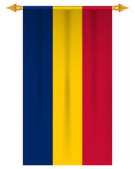 Obraz premium Chad flag vertical pennant isolated