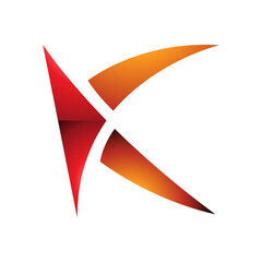 Orange and Red Glossy Spiky Letter K Icon