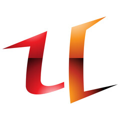Orange and Red Glossy Spiky Shaped Letter U Icon