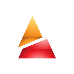 Orange and Red Glossy Split Triangle Shaped Letter A Icon