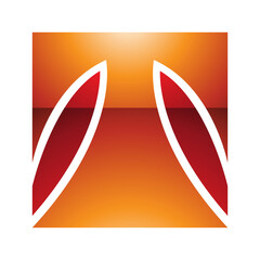 Orange and Red Glossy Square Shaped Letter T Icon