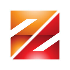 Orange and Red Glossy Triangular Square Shaped Letter Z Icon