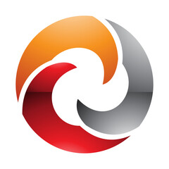 Orange and Red Glossy Wave Shaped Letter O Icon