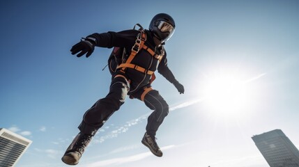 Base Jumping. Skydiving . Sport concept with a copy space. - obrazy, fototapety, plakaty