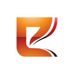 Orange and Red Wavy Layered Glossy Letter E Icon