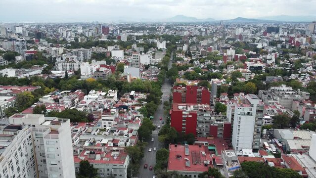 aerial view of la condensa at mexico city mexico