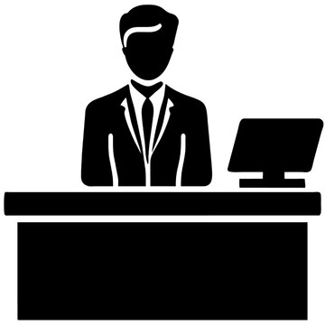 se&ntilde;or empresario, en oficina, computador, trabajador 