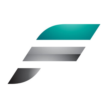 recommend clip art: Persian Green and Black Glossy Letter F Icon with Horizontal Stripes