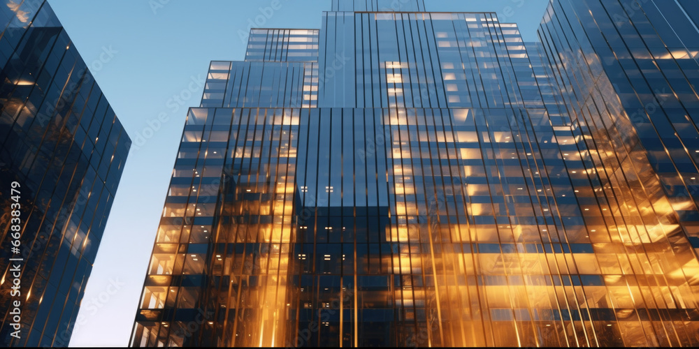 Poster a picture of a very tall building with numerous windows. perfect for architectural projects or urban