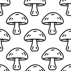 Seamless pattern with mushrooms isolated. Autumn background. Perfect for fabric, textile. Creative background