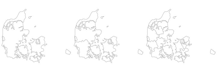 Denmark map set. Map of Denmark in set  - obrazy, fototapety, plakaty