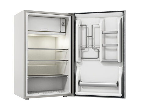 Small size hotel refrigerator isolated on transparent background. 3D illustration