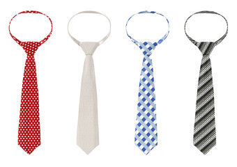 Set of neckties with various textures. Transparent background. 3D illustration