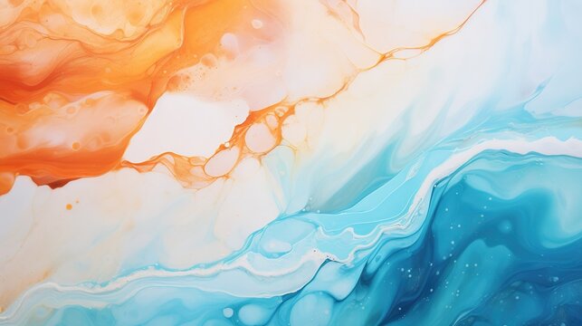 Abstract blue and orange marble style background