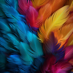 Fondo con detalle y textura de multitud de plumas de diferentes colores