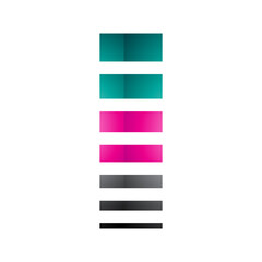 Persian Green and Magenta Glossy Letter I Icon with Horizontal Stripes