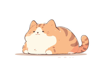 Cute and funny cat doodle vector sticker. Cartoon cat, kitten character design with flat color.Vector