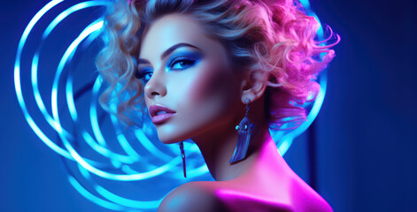 Neon Beauty in Violet-Azure Color Palette