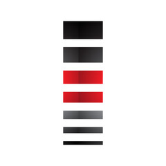 Red and Black Glossy Letter I Icon with Horizontal Stripes