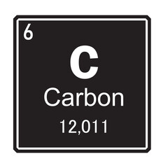 Carbon chemical element symbol ,Vector Image Illustration Isolated On White Background