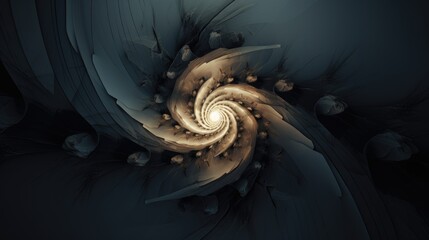 Abstract swirling geometric shapes. Smoke and mirrors wave pattern in shadow and light. Metal design texture wallpaper.